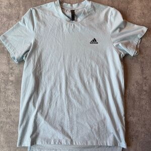 Mens adidas performance t shirt light blue moisture wicking short sleeve L